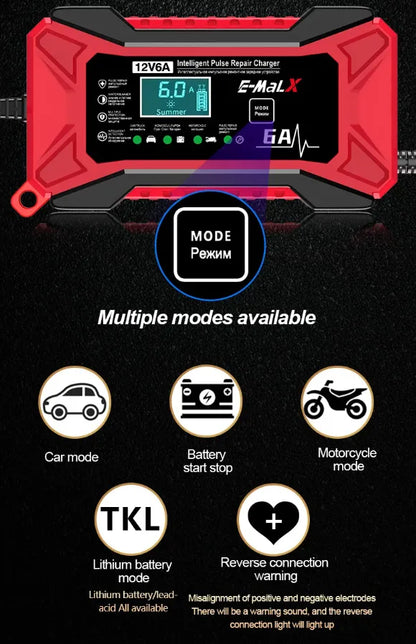 CARGADOR INTELIGENTE DE BATERIA PARA AUTOS Y MOTOS