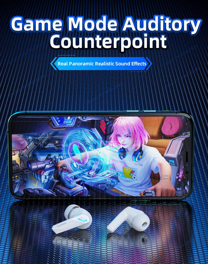 Audífonos Touch Lenovo -  Lenovo GM2 Pro Wireless Headphones Bluetooth Touch