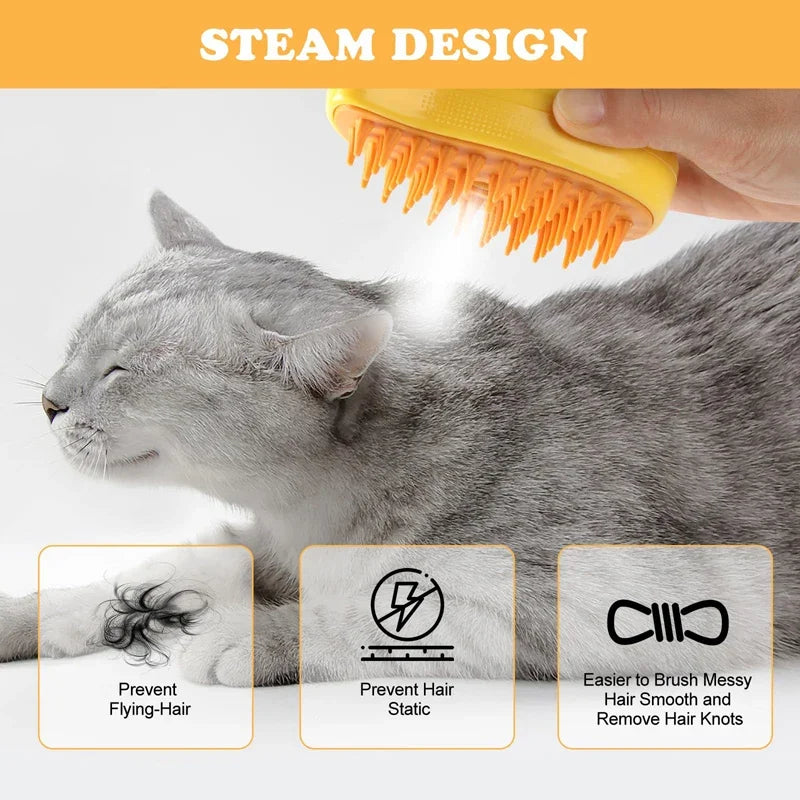 Cepillo a vapor para perros y gatos, pulverizador eléctrico y masajes - Steam brush for dogs and cats, electric sprayer and massager