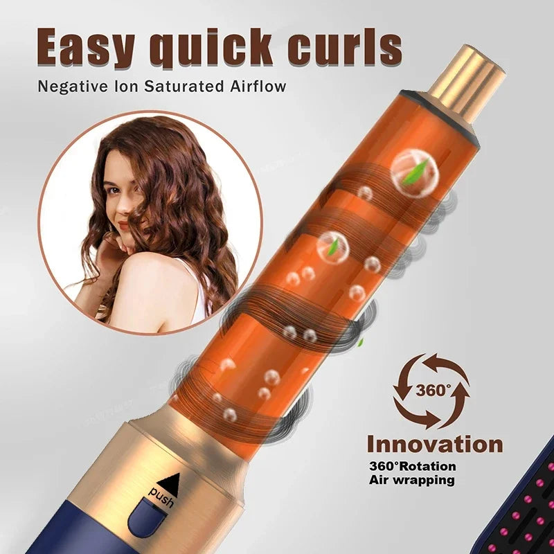 Secador de pelo 5 en 1, peine de aire caliente para rizar, alisar y voluminizar el cabello, accesorios desmontables-5 in 1 Hair Dryer, Hot Air Comb for Curling, Straightening and Volumizing Hair, Detachable Attachments-