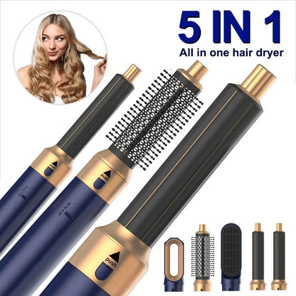 Secador de pelo 5 en 1, peine de aire caliente para rizar, alisar y voluminizar el cabello, accesorios desmontables-5 in 1 Hair Dryer, Hot Air Comb for Curling, Straightening and Volumizing Hair, Detachable Attachments-