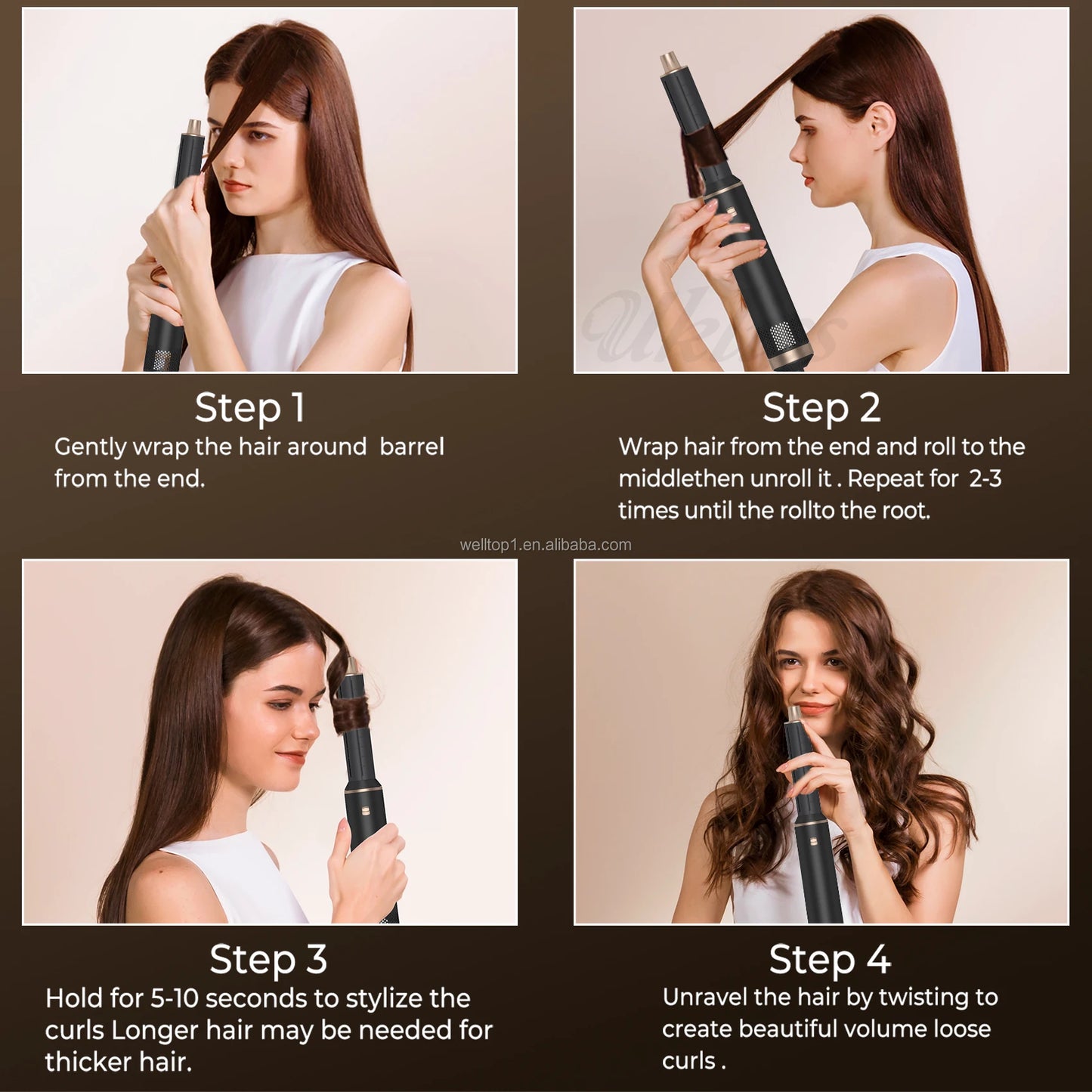 Secador de pelo profesional 5 en 1 - cepillo rizador, alisador, secador, estilizador de cabello - 5-in-1 professional hair dryer - curling brush, straightener, dryer, hair styler