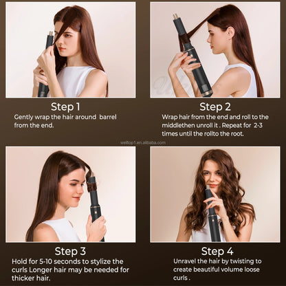 Secador de pelo profesional 5 en 1 - cepillo rizador, alisador, secador, estilizador de cabello - 5-in-1 professional hair dryer - curling brush, straightener, dryer, hair styler