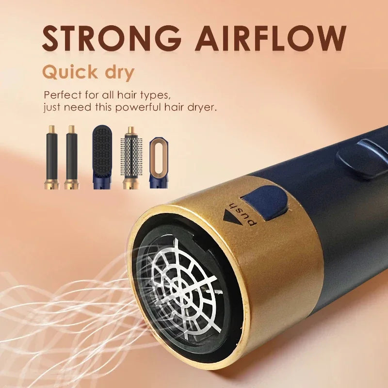 Secador de pelo 5 en 1, peine de aire caliente para rizar, alisar y voluminizar el cabello, accesorios desmontables-5 in 1 Hair Dryer, Hot Air Comb for Curling, Straightening and Volumizing Hair, Detachable Attachments-
