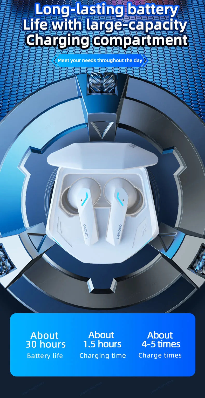 Audífonos Touch Lenovo -  Lenovo GM2 Pro Wireless Headphones Bluetooth Touch