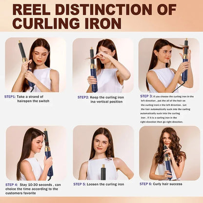 Secador de pelo 5 en 1, peine de aire caliente para rizar, alisar y voluminizar el cabello, accesorios desmontables-5 in 1 Hair Dryer, Hot Air Comb for Curling, Straightening and Volumizing Hair, Detachable Attachments-