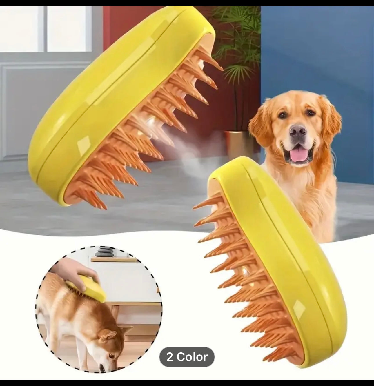 🟢Cepillo A Vapor Para Mascotas 3 en 1